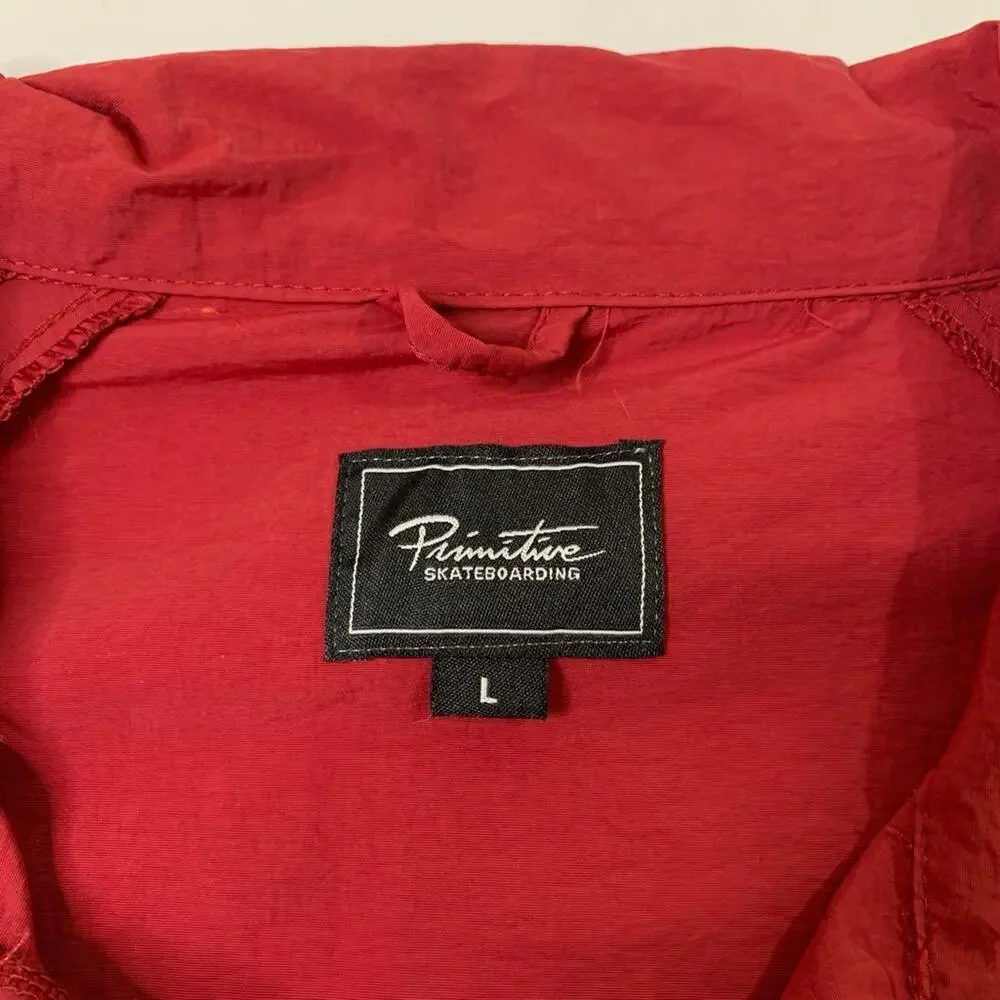 Primitive Skateboarding Jacket Mens Large Rich Red Half Zip Windbreaker Pullover